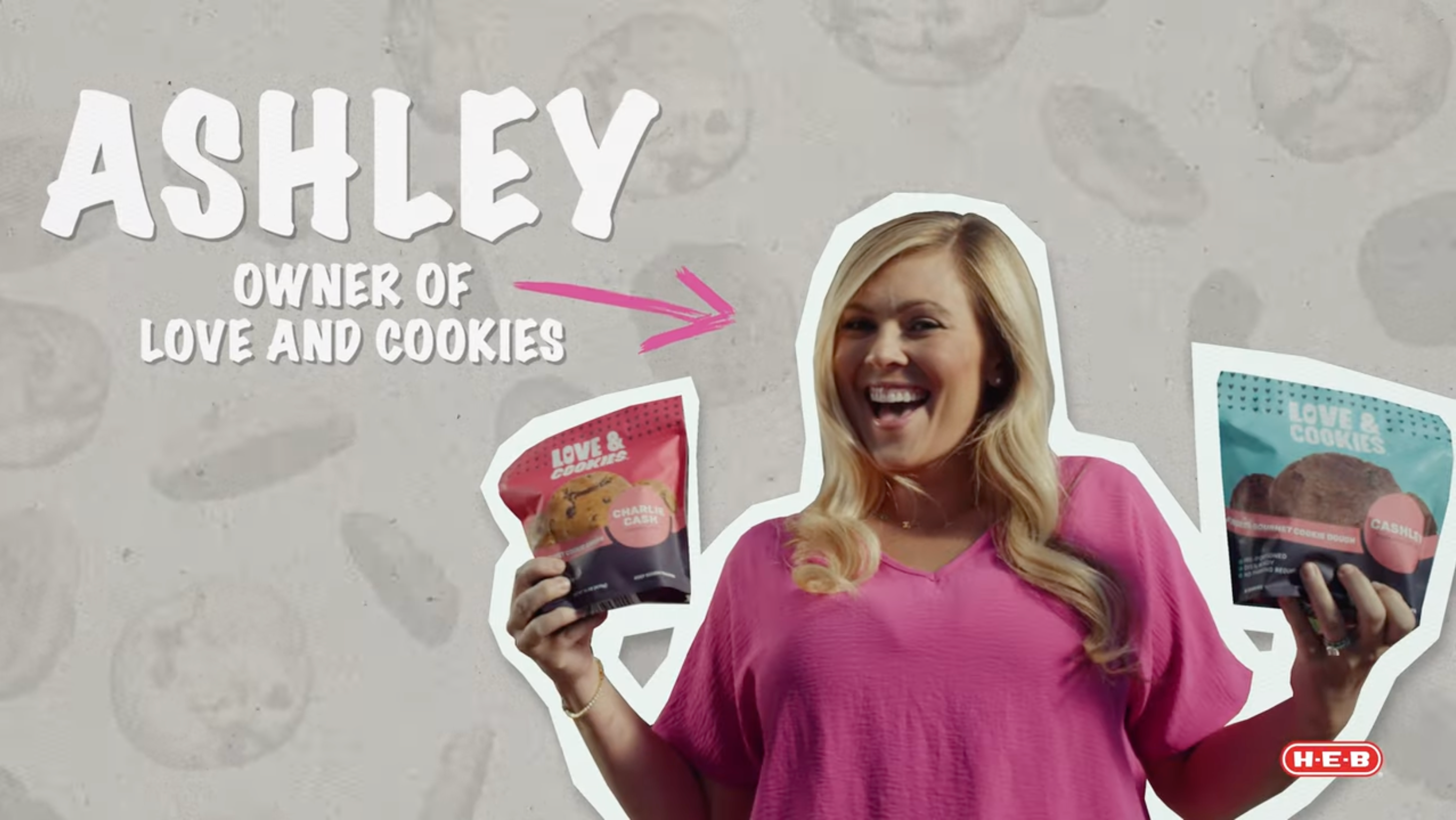 Load video: Ashley Cameron, Owner of Love&amp;Cookies, H-E-B Quest for Texas Best Road Trip